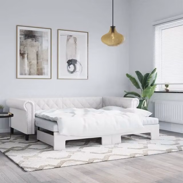 Divano Letto Estraibile vidaXL in Similpelle Bianco per Soggiorno e Camera da Letto 90x200 cm