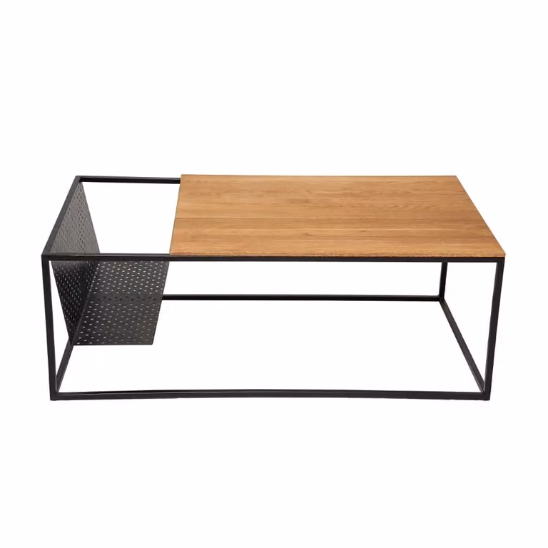 Tavolino da caffè KLAS CASA VITAL in legno di rovere e metallo nero, design moderno rettangolare