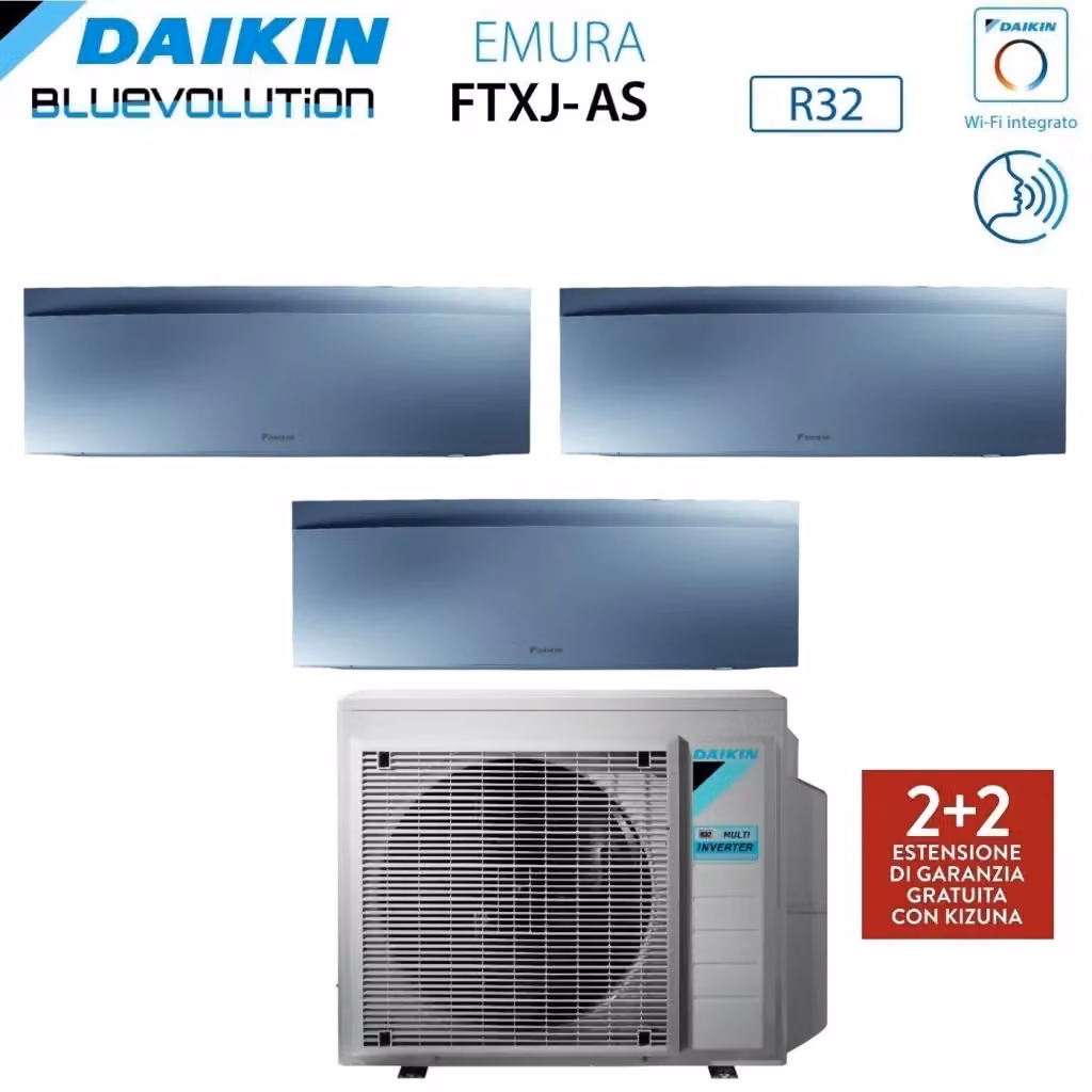 Condizionatore Daikin Bluevolution Trial Split Inverter Serie Emura Silver III 7+9+9 con Wi-Fi Integrato Colore Argento – 2
