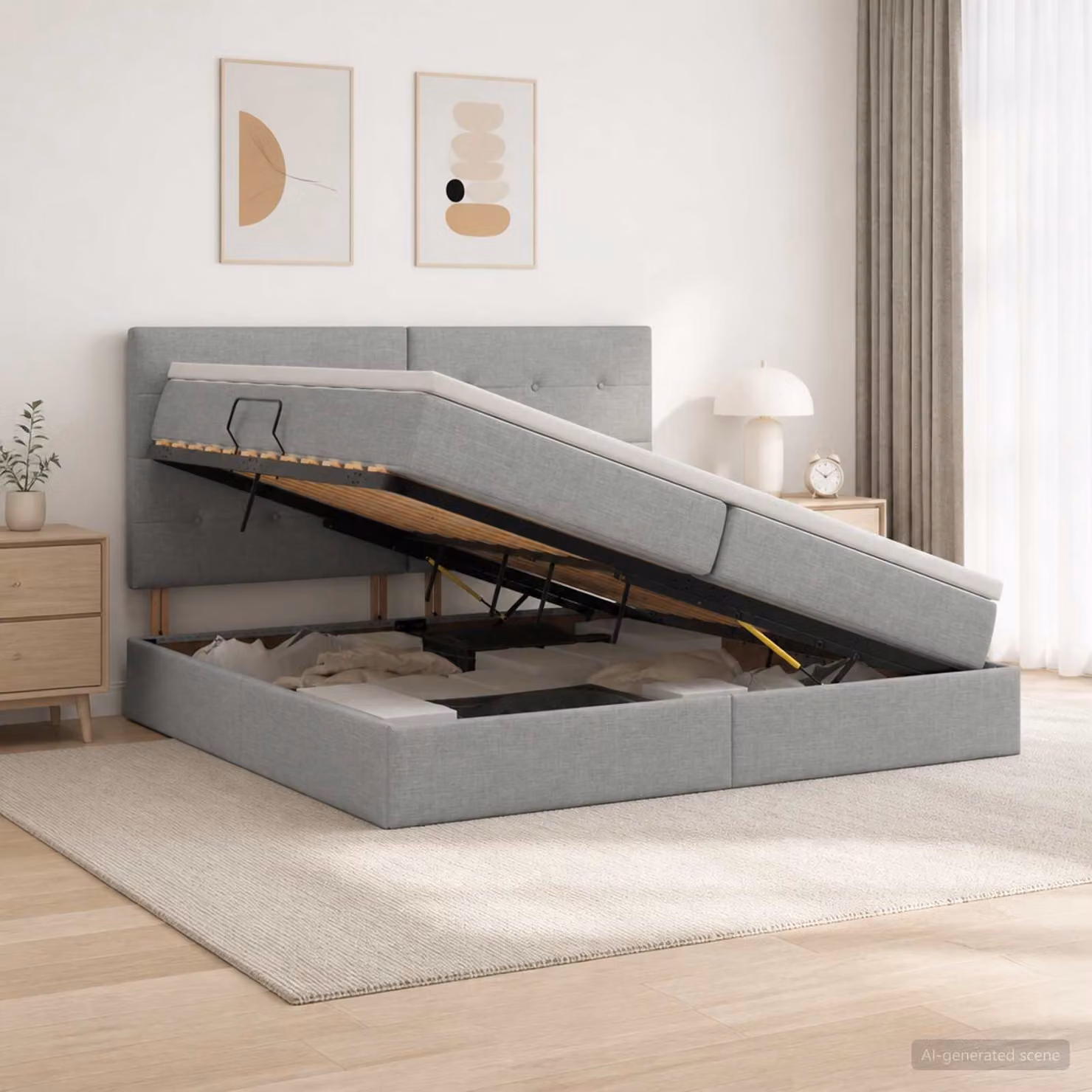 Letto con contenitore e materasso vidaXL Grigio Chiaro L/P/H: 200 x 200 x 140 cm