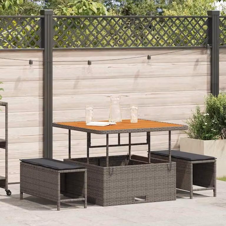 Maison Exclusive - Set da pranzo per esterno, 3 pezzi, grigio, rattan sintetico