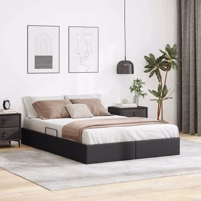 Letto con Contenitore Moderno vidaXL in Similpelle Nero L: 153 cm, P: 206 cm, H: 280 cm – 1