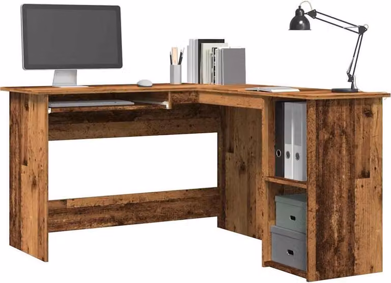 Maison Exclusive - Scrivania angolare effetto legno antico 120x140x75 cm Materiale ligneo