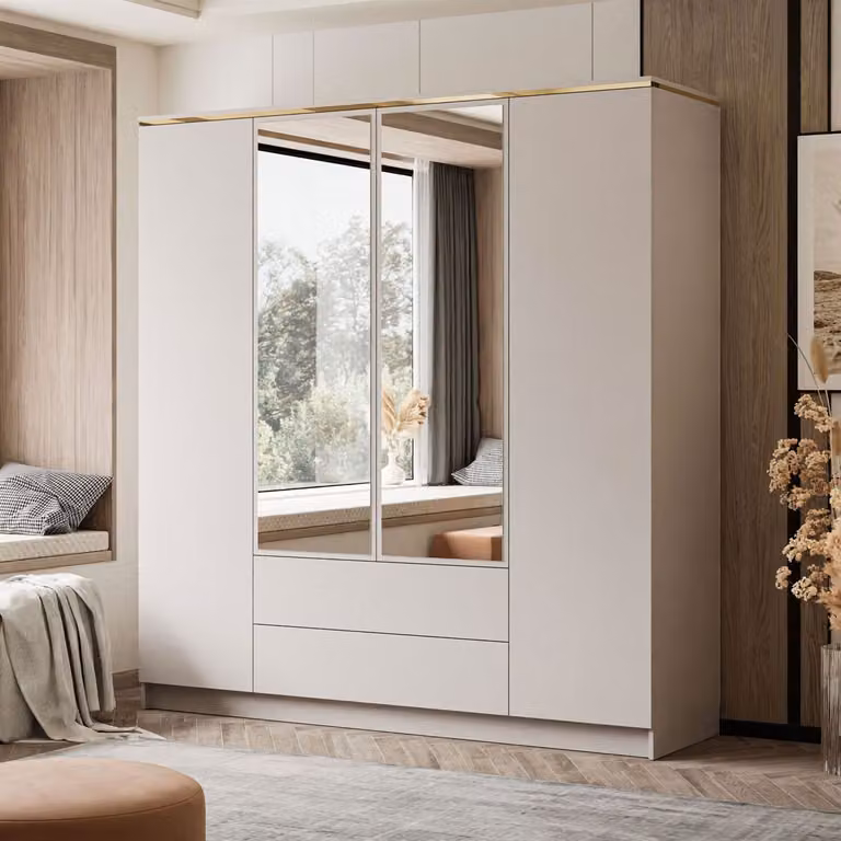 Armadio AURORA 4D2SZ KASCHMIR con cassetti e specchio