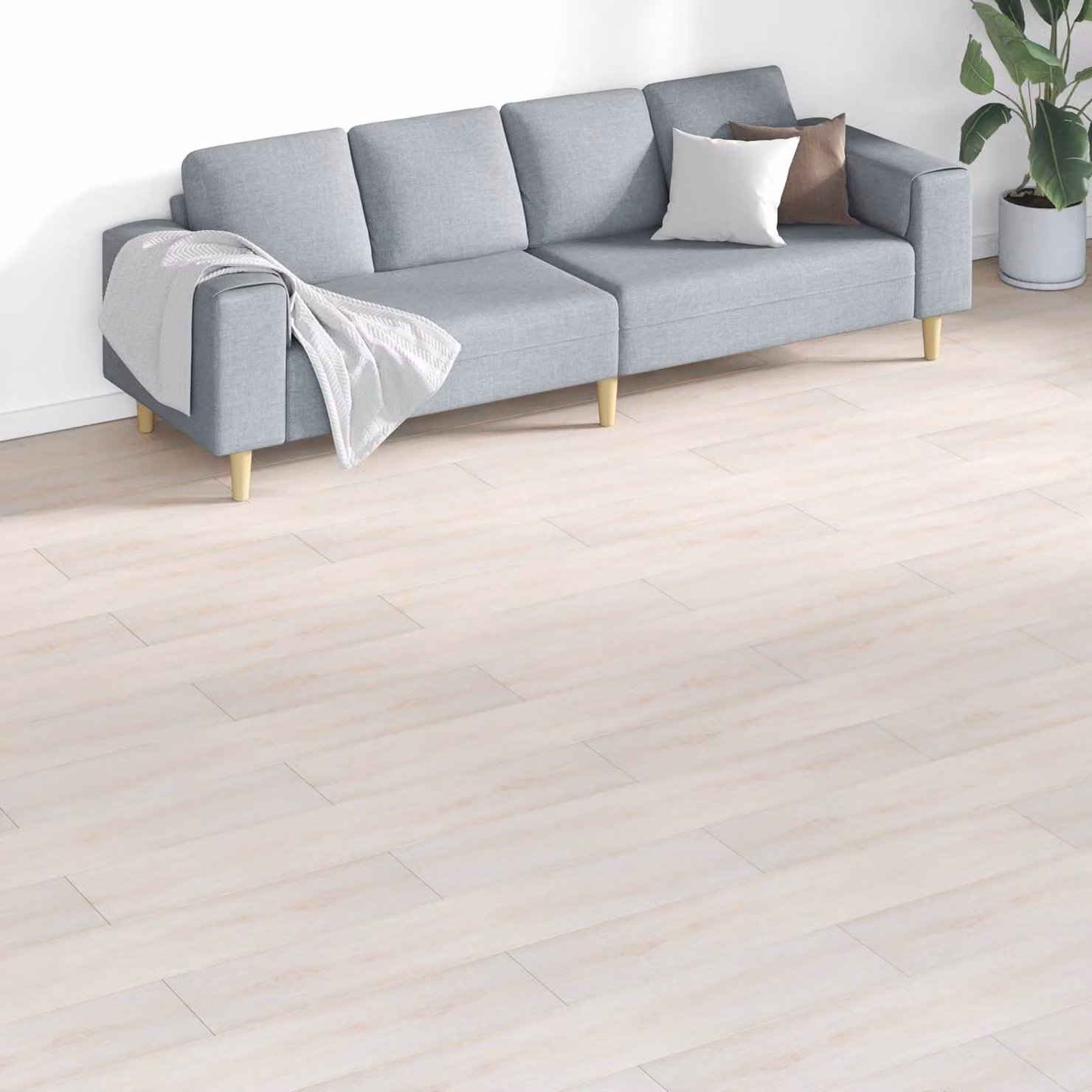 Tavole per pavimenti in PVC vidaXL, design moderno, colore bianco, copertura 5,26 m², confezione da 18 pezzi