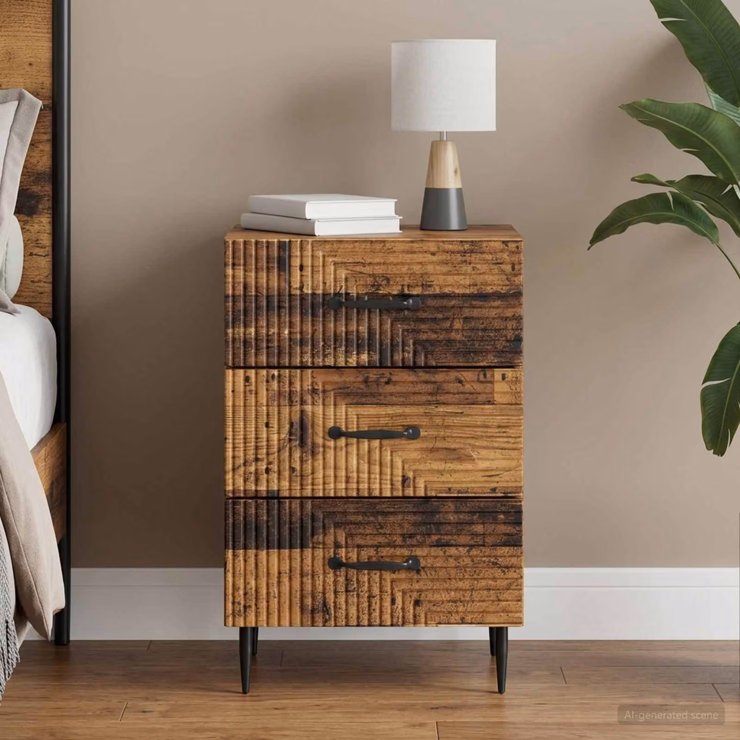 Armadio da Notte vidaXL in Legno Antico Marrone L 43 cm x P 41 cm x H 66,5 cm