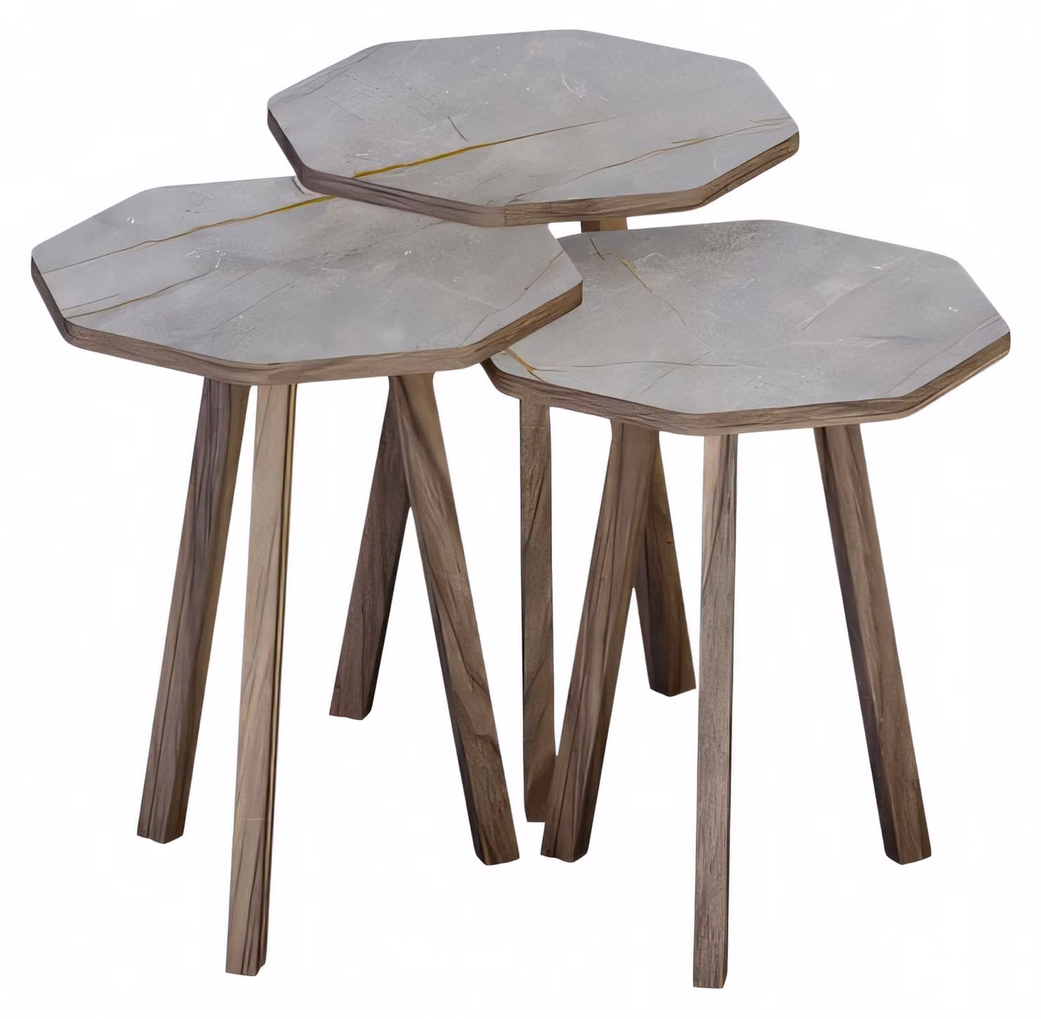 Moderner grauer Holz-Couchtisch-Set für Wohnzimmer