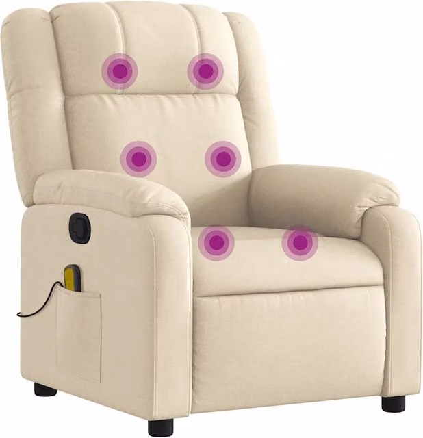 Poltrona Massaggiante | Sedia Relax Reclinabile Crema in Tessuto