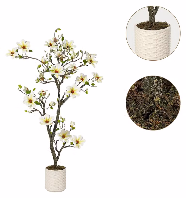 Albero di magnolia artificiale, design realistico, rami regolabili, altezza 1,5 metri