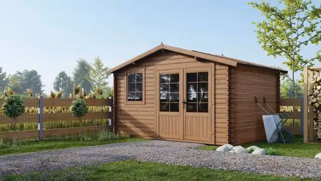 Casetta da giardino in legno - 11.7m2 - 3.9x3m - impregnata - 34mm - colore: marrone - DOM562 - ALTANKA