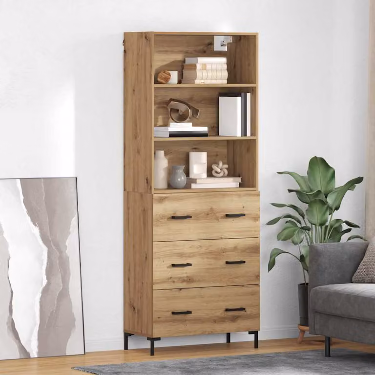 Credenza moderna vidaXL in legno color rovere marrone con ante e ripiani, L/P/H: 69,5 x 34 x 180 cm