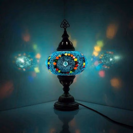 Lampada da tavolo Mozaïek - Lampada turca fatta a mano - Lampada decorativa marocchina - Ø 19 cm, altezza 34 cm - LED E14 incluso