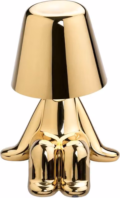 Qeeboo Golden Brothers Lampada da tavolo ricaricabile con LED e controllo touch in metallo oro/ottone