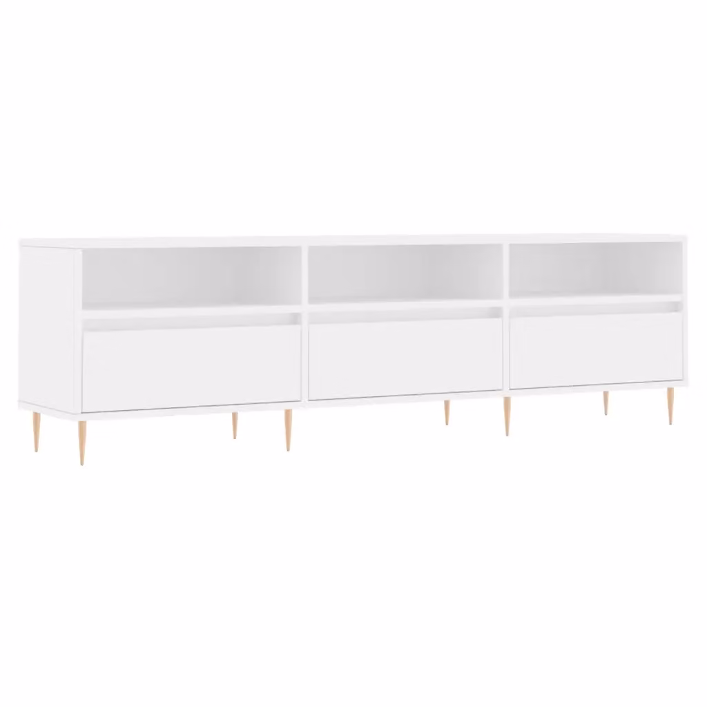 Mobile Porta TV e Credenza Moderno Bianco in Legno e Metallo L: 150 cm, P: 30 cm, H: 44,5 cm – 2