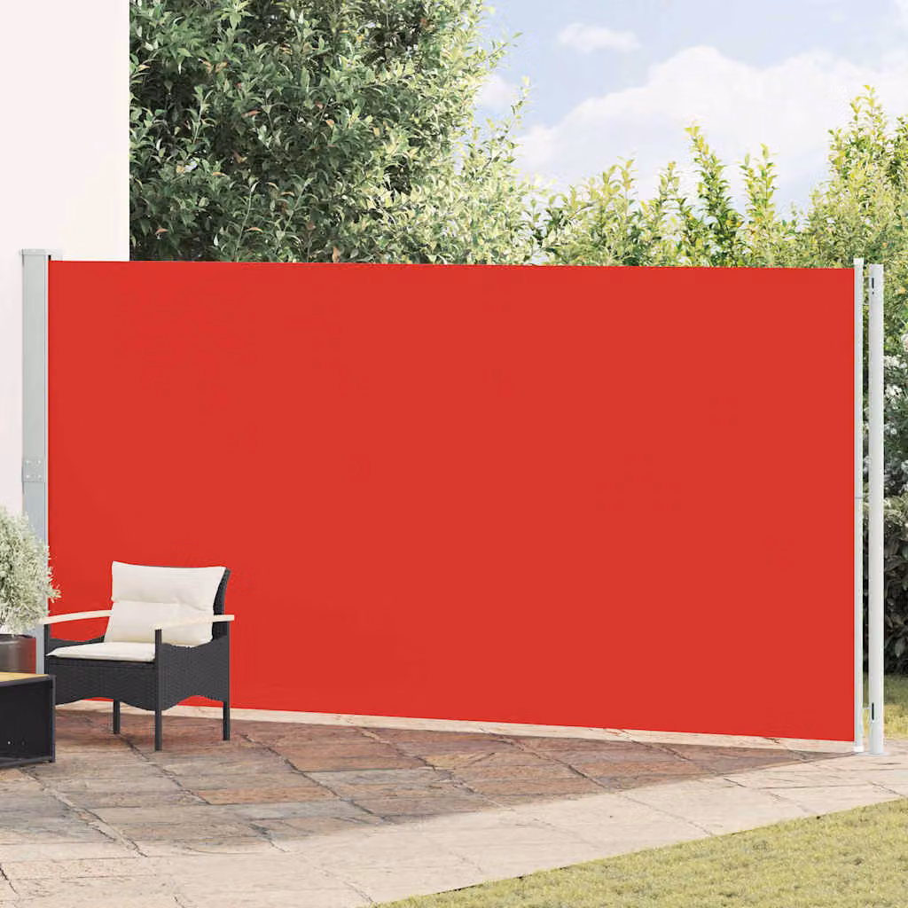Tenda da Sole Laterale Retrattile vidaXL per Patio in Poliestere e Acciaio, Rossa, L: 600 cm, H: 200 cm