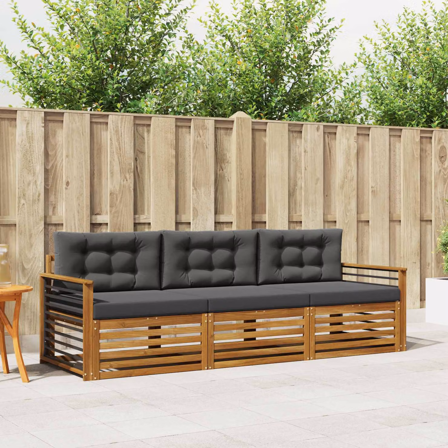 Set di divani da esterno vidaXL in legno di acacia con cuscini, beige e antracite