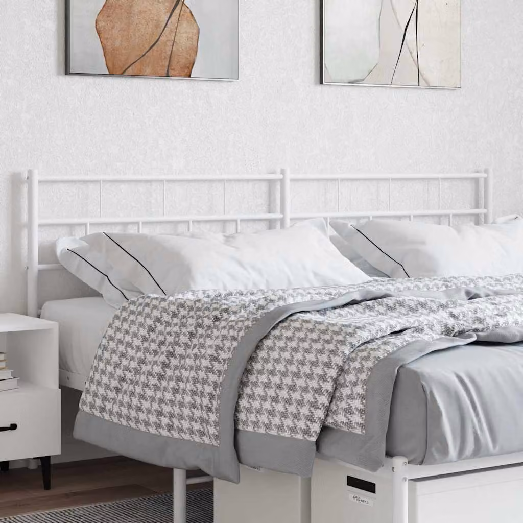 Testiera di ricambio vidaXL in metallo bianco laccato, L: 206 cm, H: 90 cm, P: 3 cm