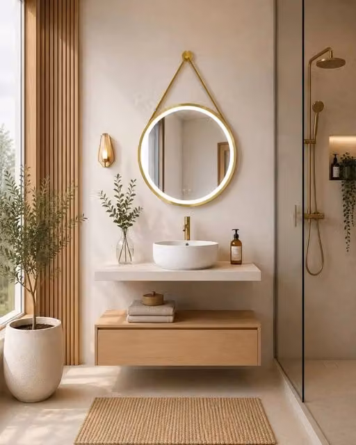 Mobile bagno componibile CERDEÑA senza specchio con modulo e piano top da 100 cm, lavabo con colonna