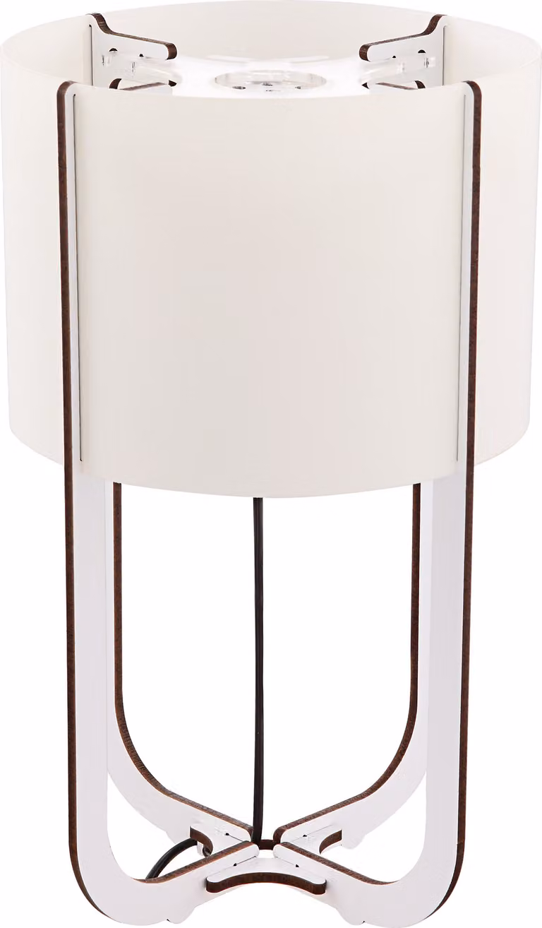 Lampada da tavolo Globo Tl Mdf bianco con bordo marrone, 1Xled 21584