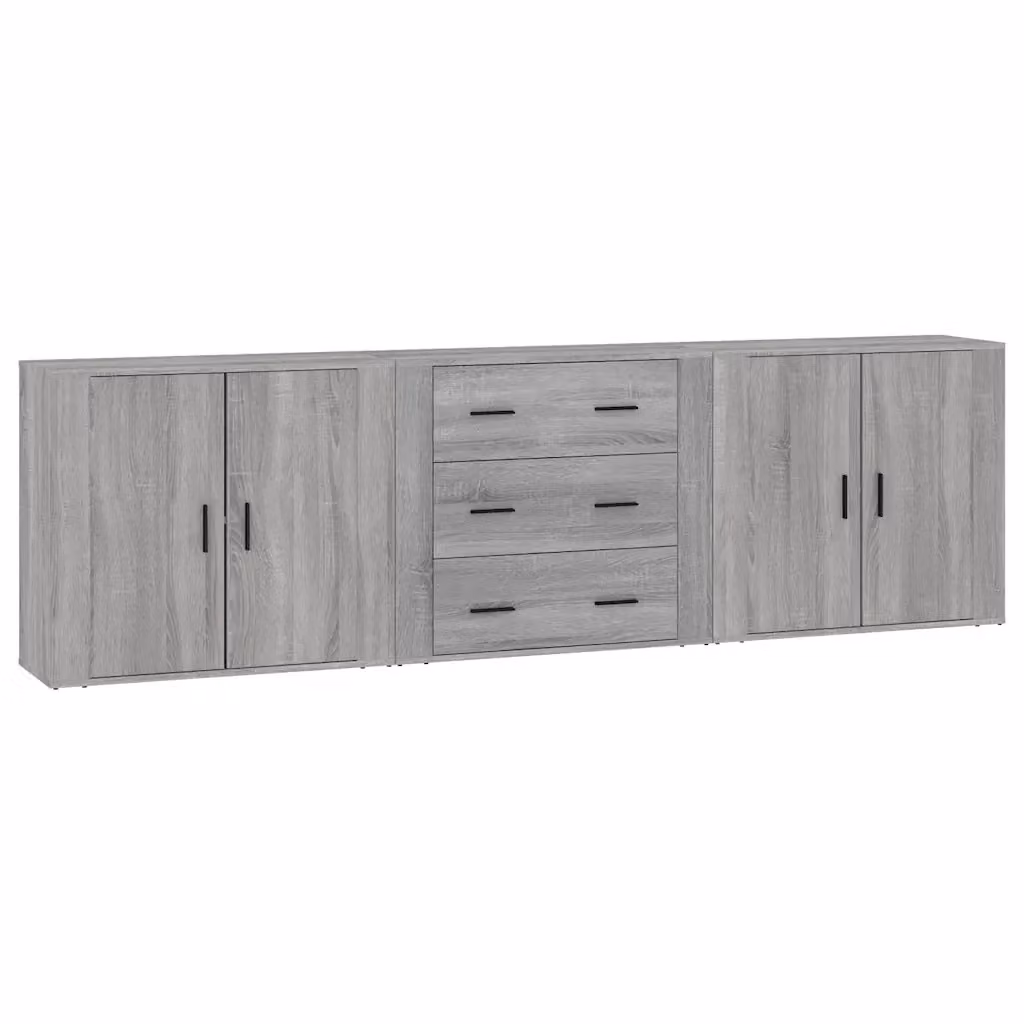 Set di 3 credenze vidaXL in legno multistrato, colore grigio, per sala da pranzo – 2