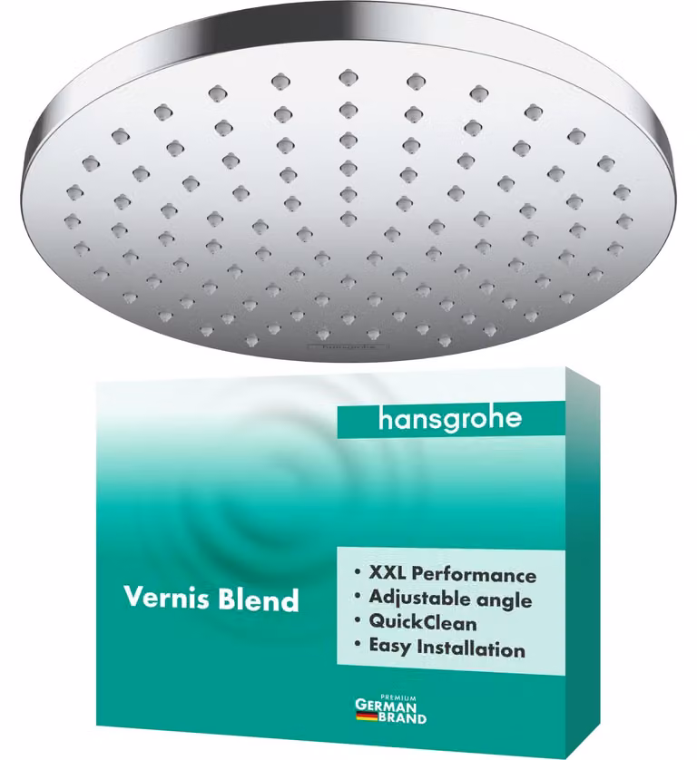 Doccia a soffitto da 200 mm, 1 getto, cromata, con getto a pioggia