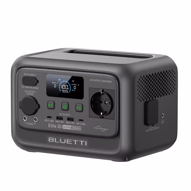 BLUETTI Elite 30 V2 - Stazione di ricarica portatile, batteria LFP da 288 Wh, uscita CA da 600 W, ricarica da 0 a 100% in 70 minuti, generatore solare per campeggio, camper e interruzioni di corrente