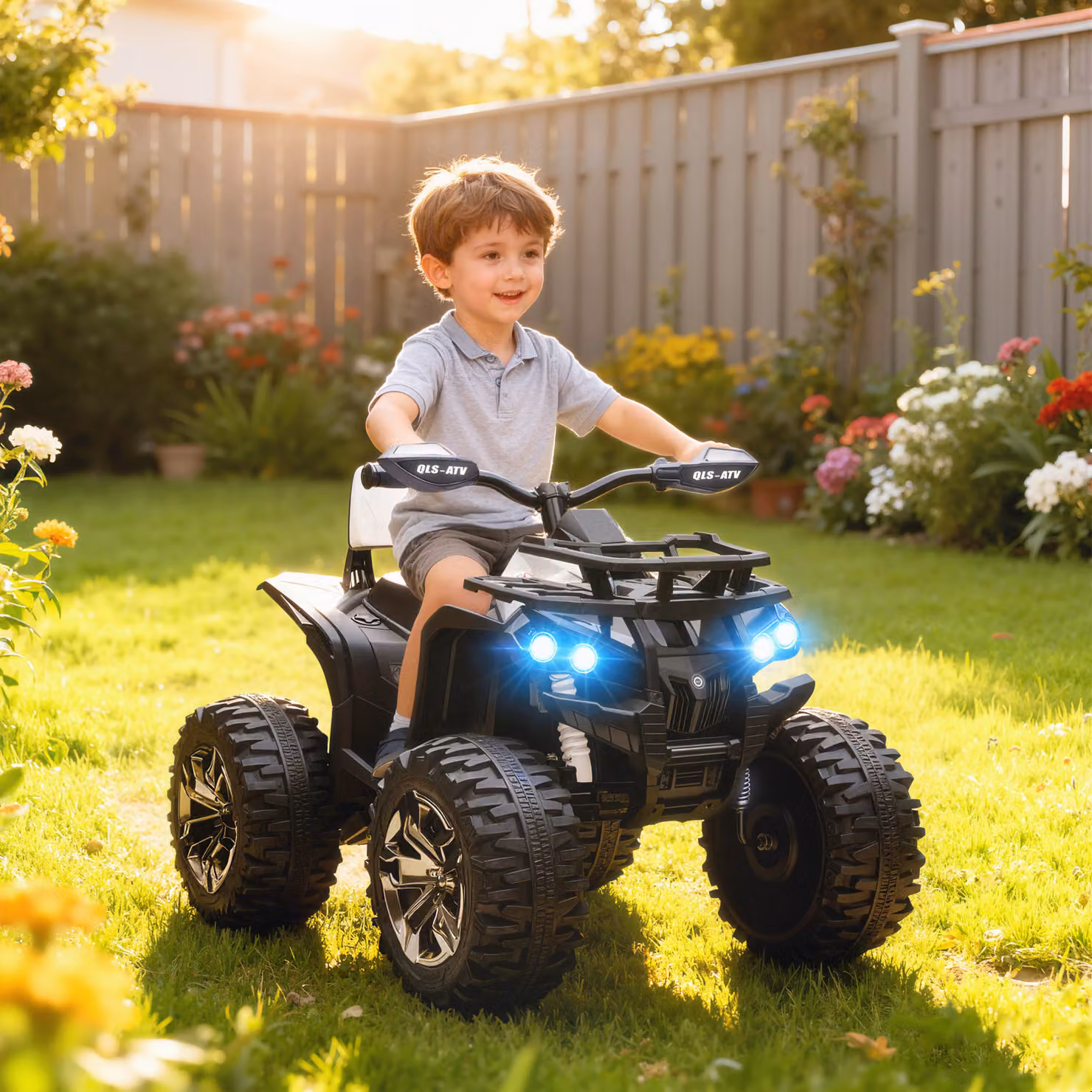 Quad Elettrico HOMCOM per Bambini 3-5 Anni a 12V con Fari, Pedale e Presa USB per Musica, Bianco – 2