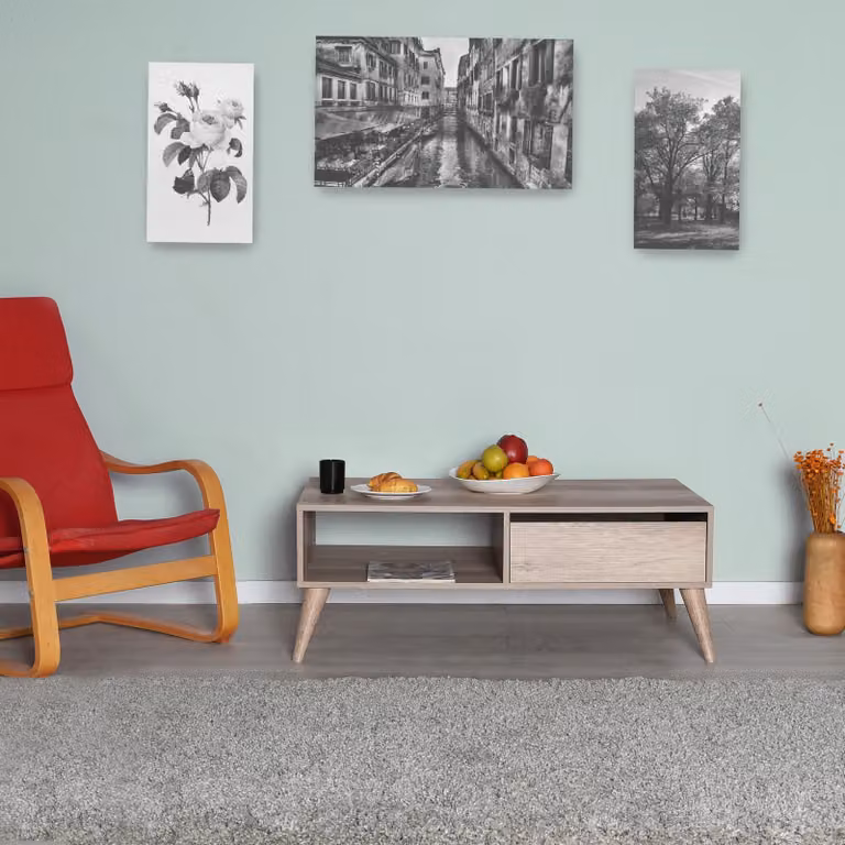 Skye Decor, Shp-655-Tt-1, tavolino, legno di noce chiaro, pannelli truciolari rivestiti al 100% in melamina, 110 x 65 x 42 cm