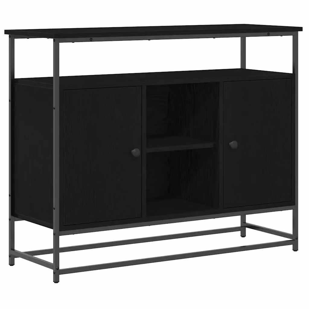 Credenza moderna vidaXL in legno MDF nero per soggiorno e sala da pranzo L 100 x P 35 x H 80 cm – 2