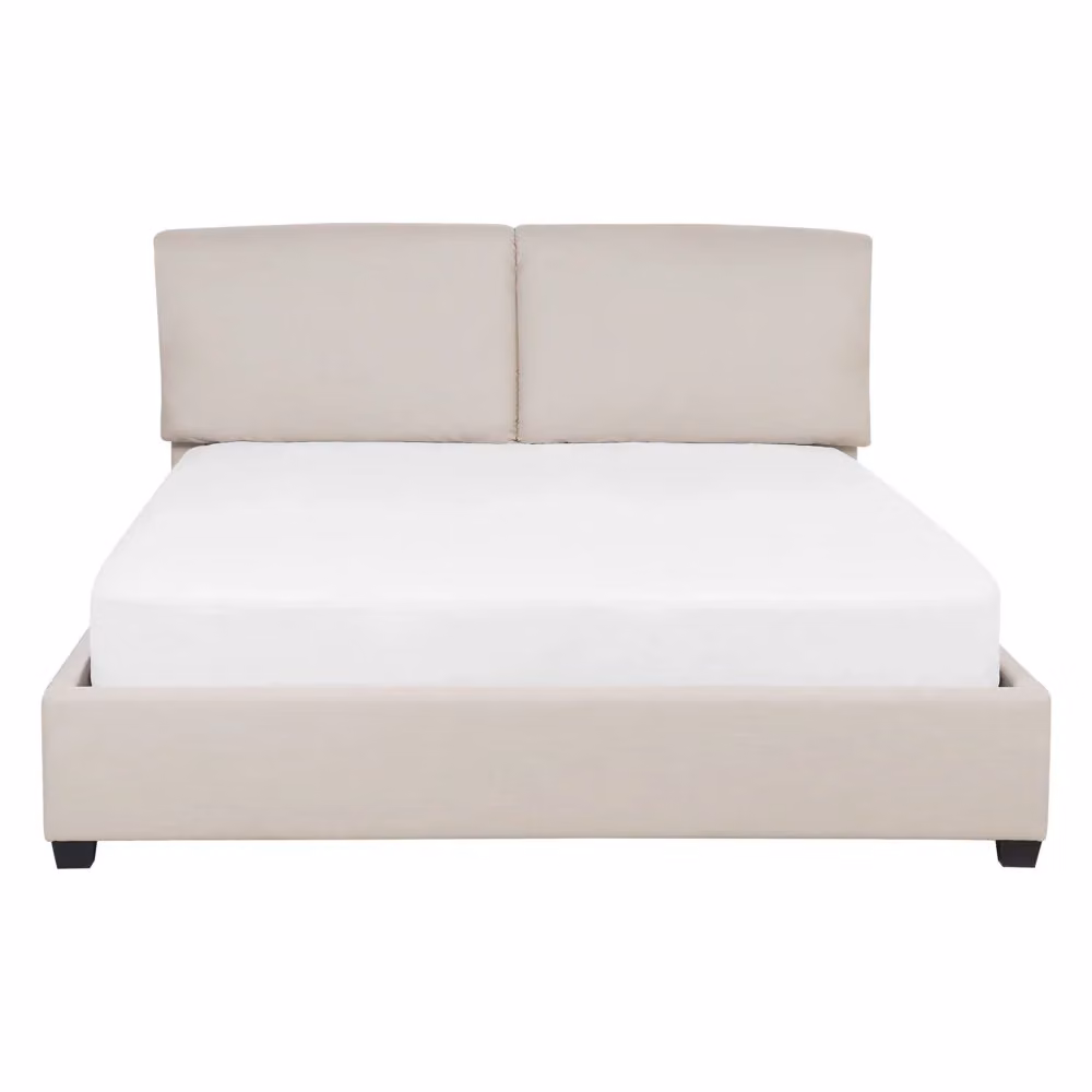 Letto matrimoniale Beliani in stile moderno con struttura imbottita in tessuto beige L/P: 140 x 200 cm – 2