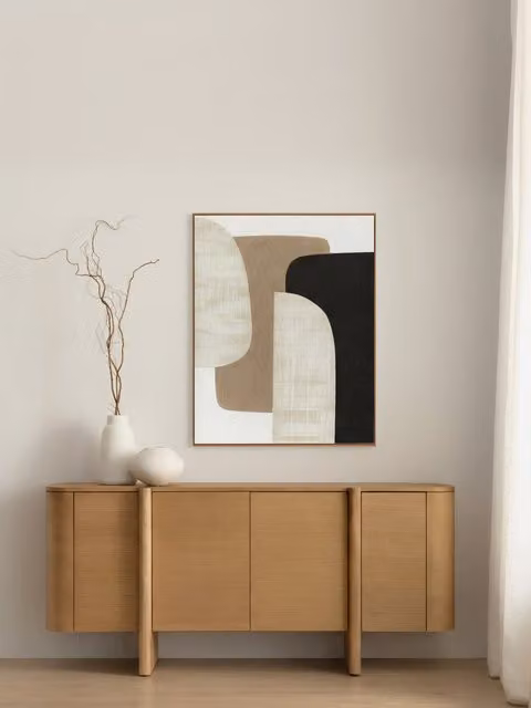 Quadro astratto Kam Kenay Home beige e nero su tela, L: 80 cm, H: 100 cm – 1