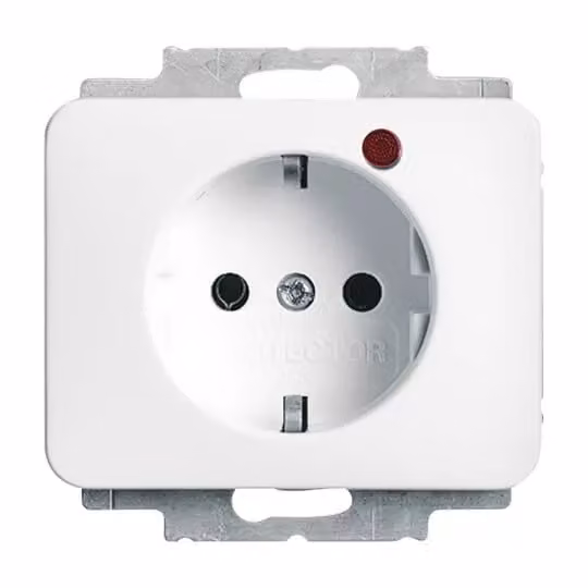 Busch-Jaeger 2310EUGL/VA-24G-11, elemento di presa SCHUKO® Busch-Protector®, con protezione contro le sovratensioni, colore bianco studio, finitura lucida