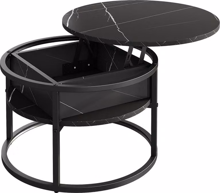 Tavolino Vicco Marlo Nero/marmo-bianco 57 x 57 cm, Model 55942