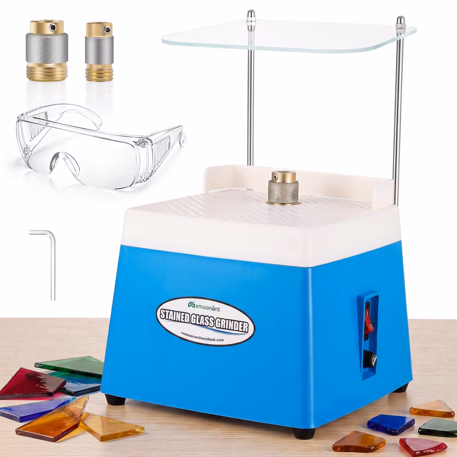Mola diamantata con 2 punte diamantate, 65 W, 4200 giri/min, colore blu