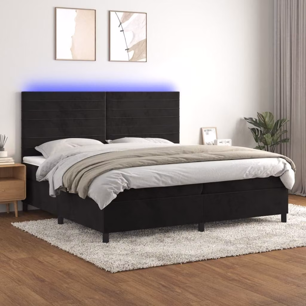 Maison Exclusive - Letto a Molle con Materasso e LED Nero 200x200 cm in Velluto