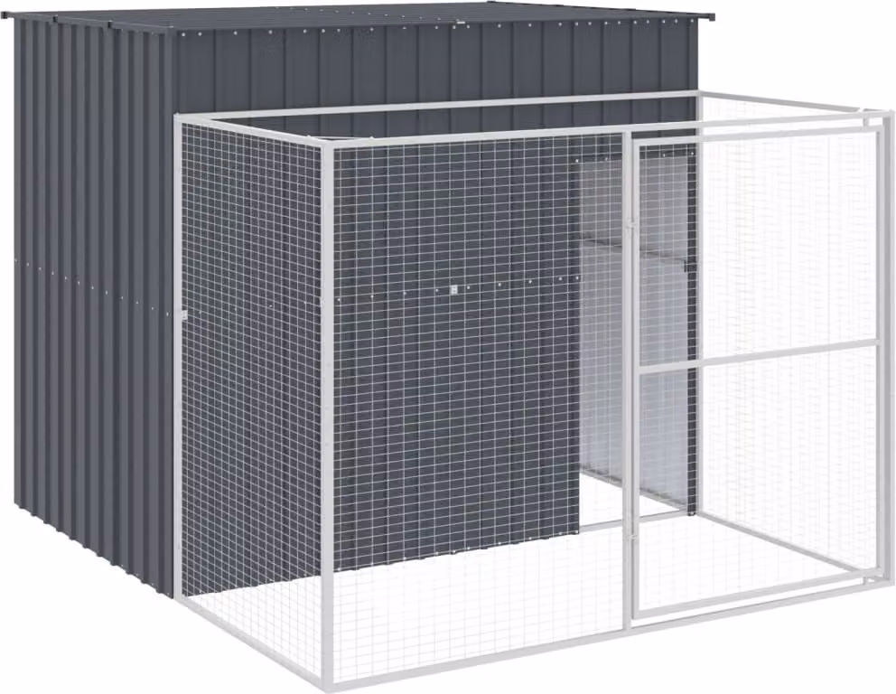 Casetta Cani con Corsa Antracite 214x253x181 cm Acciaio Zincato