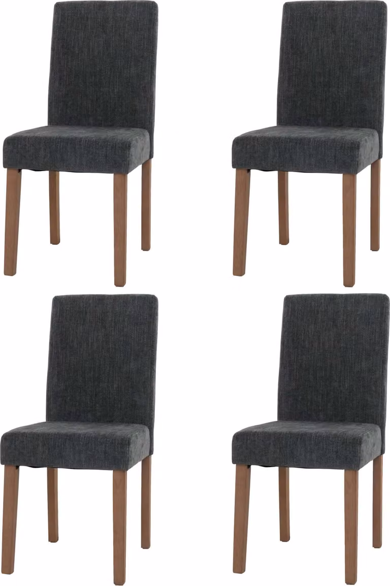 Set di 4 sedie da pranzo classiche e intramontabili | A x L x P 90 x 42 x 50 cm | Altezza seduta 47 cm | Tessuto/tessuto ciniglia Legno | Gambe color naturale | Grigio scuro | Sedia Sedia da cucina Sedia con schienale alto
