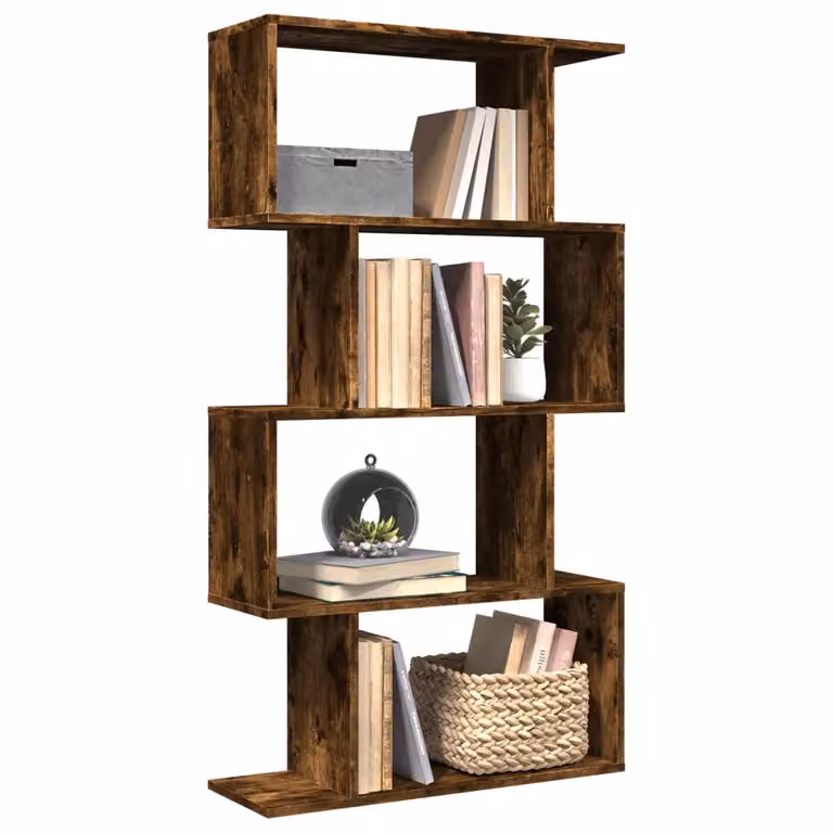 Libreria vidaXL con 4 Ripiani in MDF, Design Moderno Geometrico, Colore Marrone, L 70 cm x P 24 cm x H 129 cm
