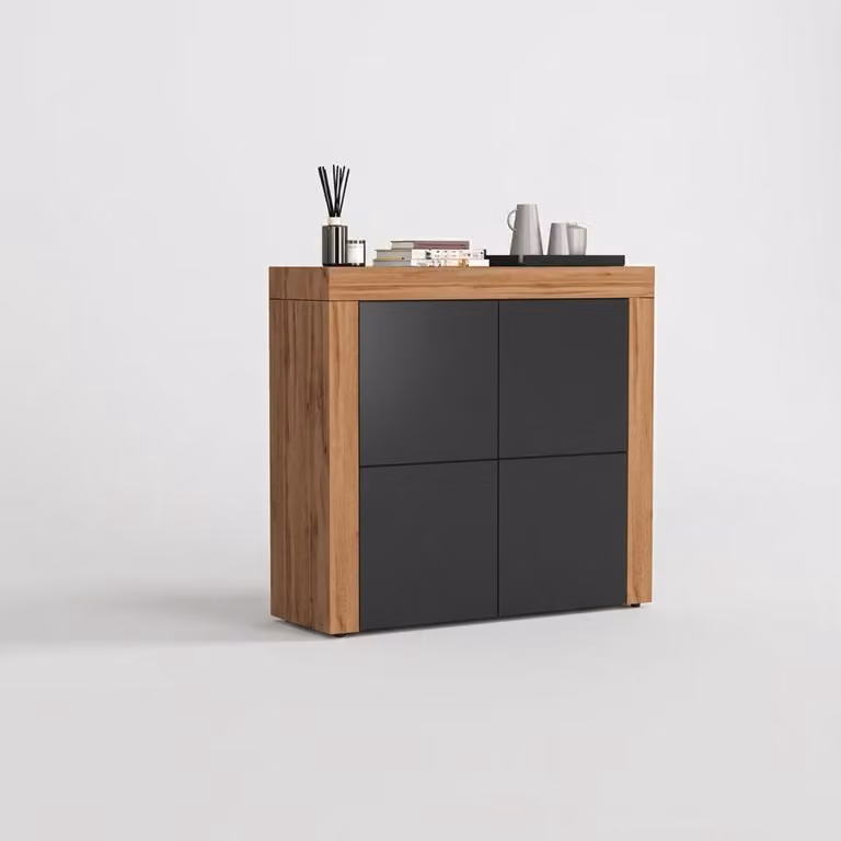 Mobile contenitore moderno per il soggiorno, con 4 ante e 8 ripiani, modello Elvok - colore antracite