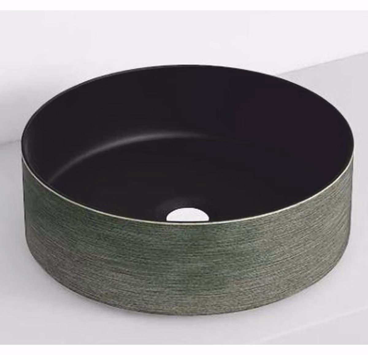 Lavabo a forma di conca Casa Padrino, lusso, nero/verde, diametro 36 cm - Lavabo in Vetroceramica rotondo - Accessori per il bagno