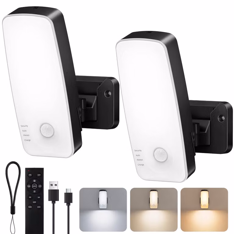 Lampada da esterno con sensore di movimento, confezione da 2, capacità 10000 mAh, grado di protezione IP65, dimmerabile