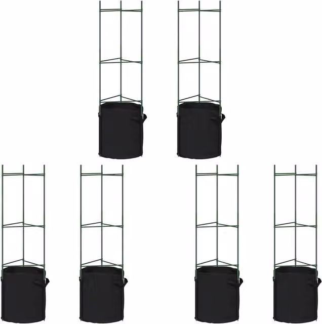 Set di 6 sostegni per pomodori con sacchetti per piante DESIGN IN in acciaio e plastica, colore verde e nero, Altezza: 116 cm – 1