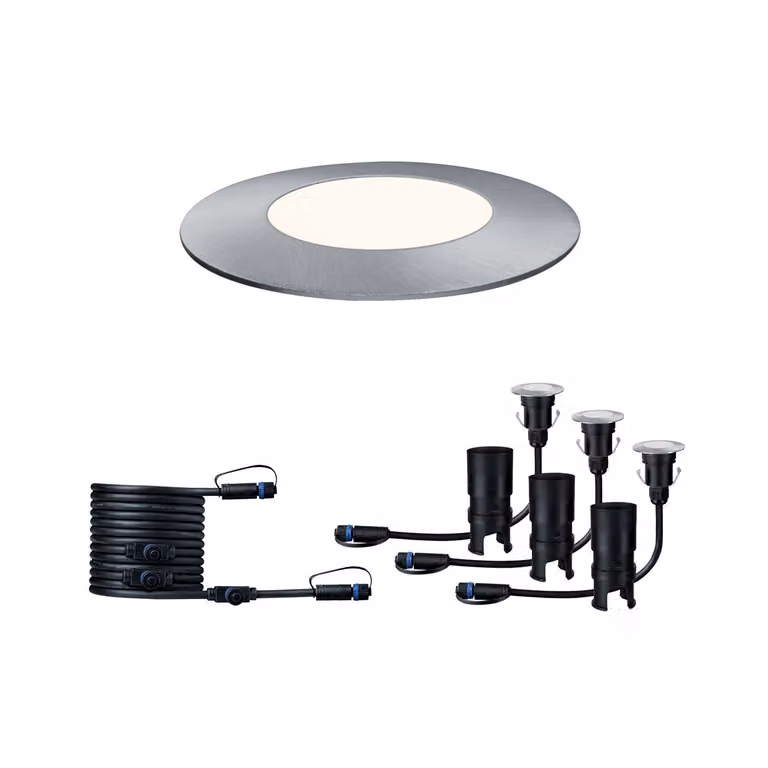set di 3 faretti LED Plug & Shine da incasso a pavimento IP65 4000K