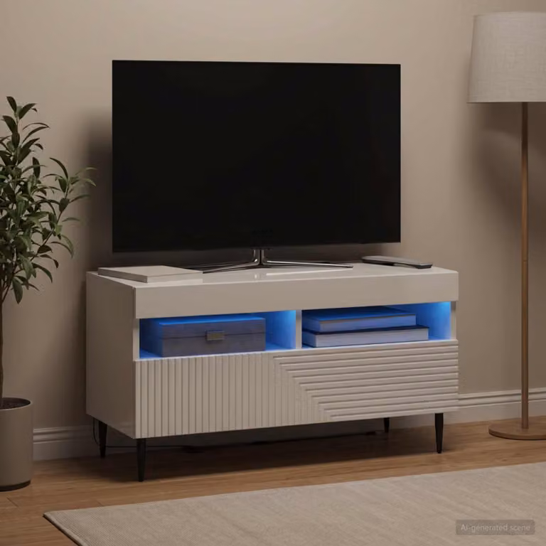 Mobile TV LED vidaXL HAARLEM Bianco Lucido L: 81 cm, P: 35 cm, H: 43 cm