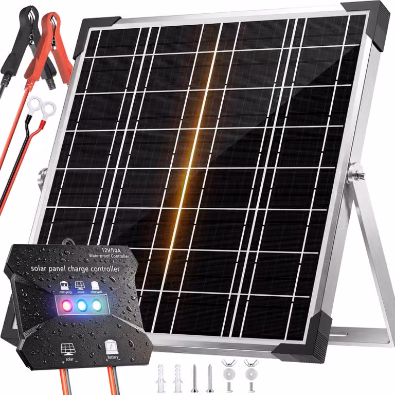 Kit pannello solare monocristallino da 20 W - 12 V - Telaio in alluminio