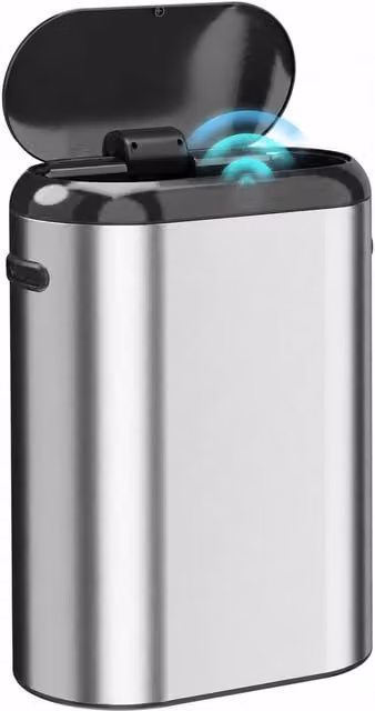 HOMCOM Pattumiera Automatica con Sensore a Infrarossi 50 L in Acciaio Inox Anti-Impronta, Chiusura Ammortizzata, Argento   Aosom Italy