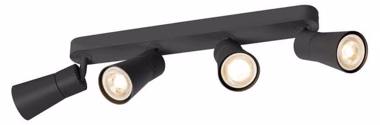 SLV PURI 2.0 Cono, plafoniera da parete e soffitto, lunga, 4 x max. 6W GU10, nero 1008348