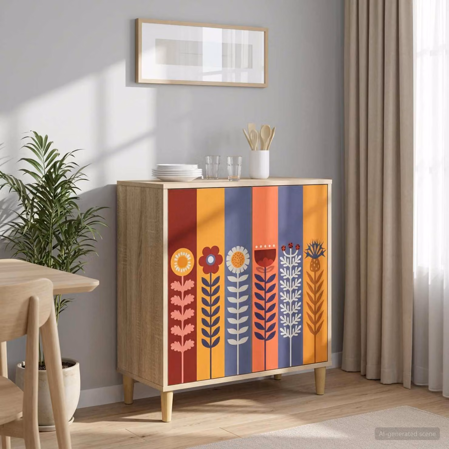 Credenza moderna vidaXL ESSEN in legno ingegnerizzato color Sonoma, L 69 cm x P 33 cm x H 75 cm