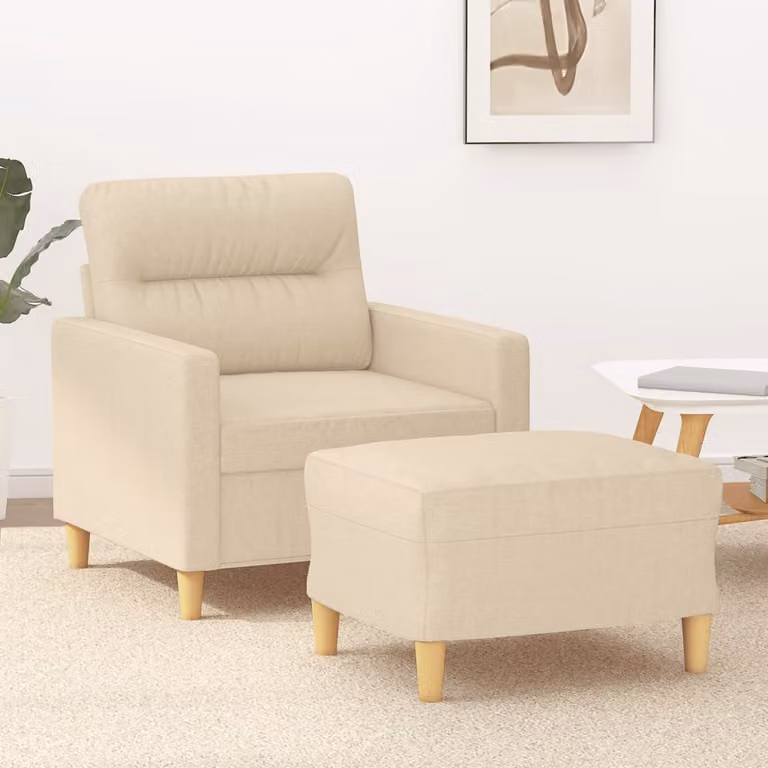 Poltrona relax con poggiapiedi vidaXL in tessuto beige con braccioli e struttura moderna