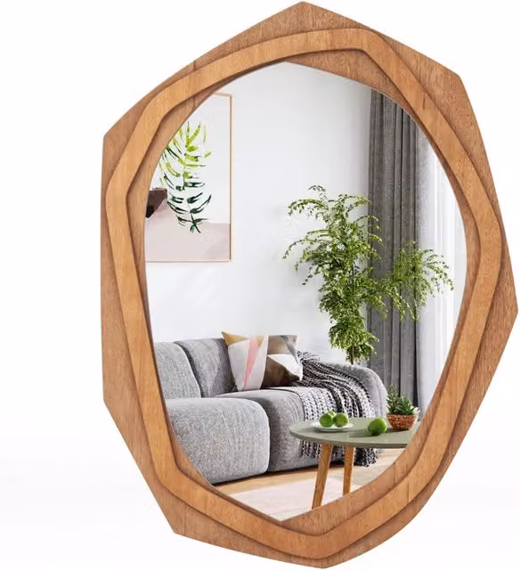 Specchio decorativo da parete con cornice irregolare in legno naturale DESIGN IN L 89,5 cm x H 66 cm – 1